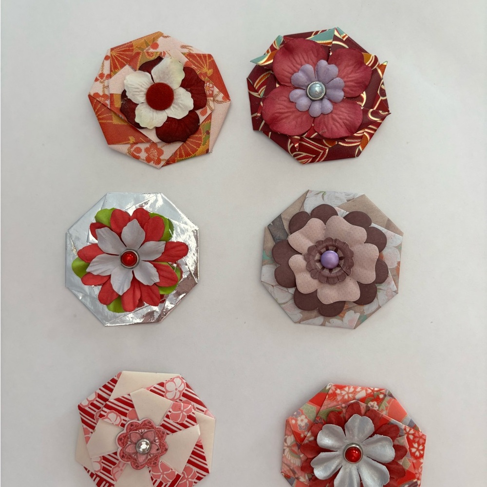 Vtg. Origami Japanese Flowers (6)